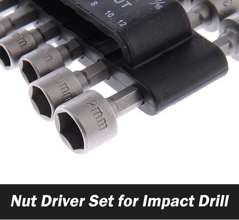 Power Nut Driver Drill Bit Set of 14 Pcs Metric Socket Wrench Screw 1/4 Inch Hex Bits Adapter in Saudi Arabia