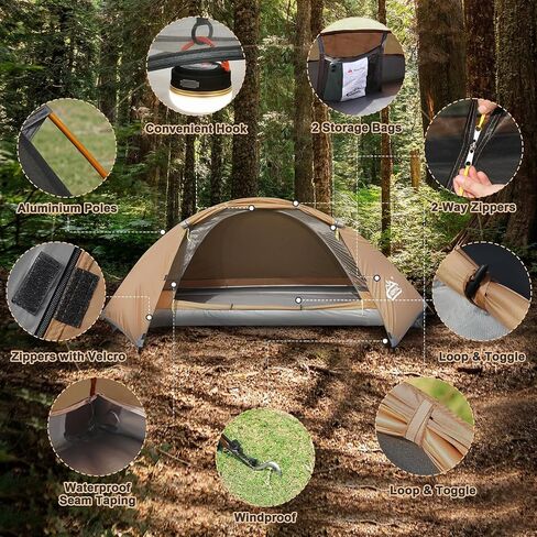 camppal 1 Person Tent for Camping Hiking Mountain Hunting Backpacking Tents 4 Season Resistance to Windproof Rainproof and Waterproof in Kuwait