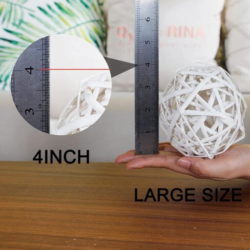 كرات زخرفية برتقالية مقاس 4 بوصات من Qingbei Rina للأوعية المركزية، 4 قطع من كرات الخوص الروطان، كرات خوص كبيرة لحشو المزهرية للطاولة، هدايا ديكور المنزل في عطلة الشتاء in Kuwait