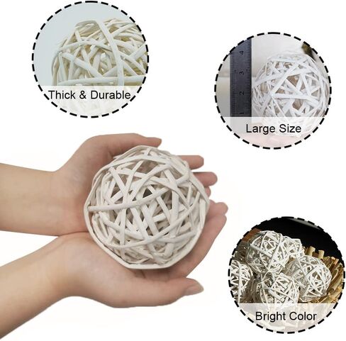 كرات زخرفية برتقالية مقاس 4 بوصات من Qingbei Rina للأوعية المركزية، 4 قطع من كرات الخوص الروطان، كرات خوص كبيرة لحشو المزهرية للطاولة، هدايا ديكور المنزل في عطلة الشتاء in Kuwait