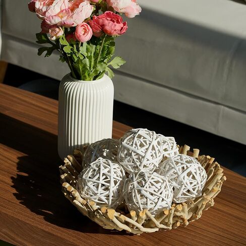 كرات زخرفية برتقالية مقاس 4 بوصات من Qingbei Rina للأوعية المركزية، 4 قطع من كرات الخوص الروطان، كرات خوص كبيرة لحشو المزهرية للطاولة، هدايا ديكور المنزل في عطلة الشتاء in Kuwait