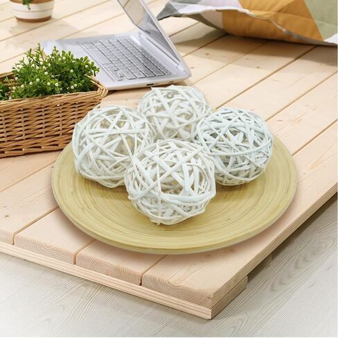 كرات زخرفية برتقالية مقاس 4 بوصات من Qingbei Rina للأوعية المركزية، 4 قطع من كرات الخوص الروطان، كرات خوص كبيرة لحشو المزهرية للطاولة، هدايا ديكور المنزل في عطلة الشتاء in Kuwait