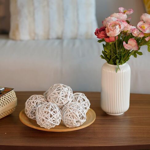كرات زخرفية برتقالية مقاس 4 بوصات من Qingbei Rina للأوعية المركزية، 4 قطع من كرات الخوص الروطان، كرات خوص كبيرة لحشو المزهرية للطاولة، هدايا ديكور المنزل في عطلة الشتاء in Kuwait