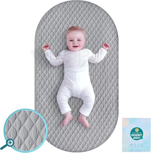 واقي مرتبة VaVaSoo Bassinet، مقاس 31 بوصة × 18 بوصة - مناسب لـ Dream on Me، Ingenuity، Chicco، ملاءة سرير فائقة النعومة للأطفال البنات والصبيان، مرتبة علوية قابلة للتنفس، مرنة، عبوتين، وردي وأبيض in Kuwait