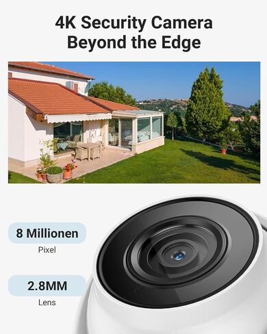 كاميرا أمان ANNKE PoE، كاميرا IP Turret بدقة 4K مع تقنية الذكاء الاصطناعي للكشف عن الإنسان/المركبة، صوت، زاوية عريضة 2.8 مم، وصول عن بعد، رؤية ليلية 100 قدم 2.0، IP67، H.265+، دعم بطاقة TF سعة 256 جيجابايت-C800 in Kuwait