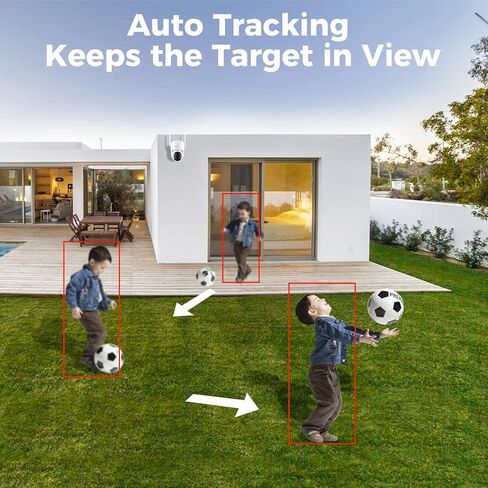 Dual Lens Outdoor PTZ WiFi Camera, 3MP Home Security Camera with Auto Tracking, 355° Pan, 90° Tilt & 10X Hybrid Zoom, Spotlight Camera, Color Night Vision, Works Standalone NVR in Kuwait