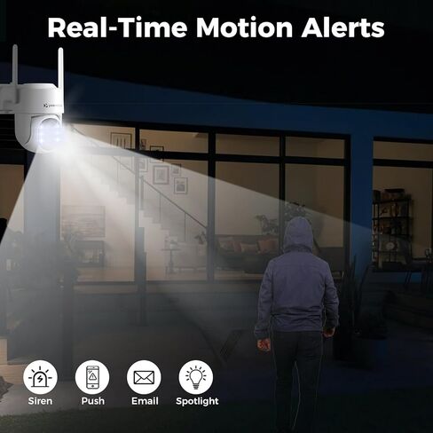Dual Lens Outdoor PTZ WiFi Camera, 3MP Home Security Camera with Auto Tracking, 355° Pan, 90° Tilt & 10X Hybrid Zoom, Spotlight Camera, Color Night Vision, Works Standalone NVR in Kuwait