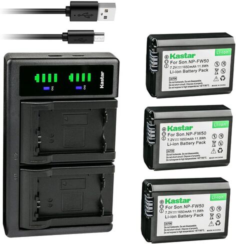 بطارية Kastar NP-FW50 وشاحن USB LTD2 بديل لسوني ألفا α5000، a5000، ILCE-5100، ألفا α5100، a5100، ILCE-6000، ألفا α6000، a6000، ILCE-6100، ألفا α6100، a6100، ILCE-6300 in Kuwait