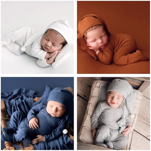 Newborn Photography Outfits Boy Girls Hat Romper Bodysuit Newborn Outfits Photoshoot Costume Infant Photography Props in Saudi Arabia