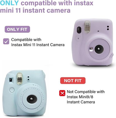 حافظة حماية MOSISO متوافقة مع كاميرا Instax Mini 11 الفورية، غطاء حافظة كاميرا صلب مع حزام كتف قابل للتعديل بألوان قوس قزح، شفاف كريستالي in Saudi Arabia