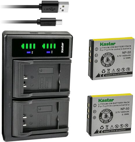 Kastar NP-50 Battery 4-Pack and LTD2 USB Charger Compatible with Fujifilm F1000EXR F50FD F60FD F70EXR F75EXR F80EXR F85EXR F100FD F200EXR F300EXR F305EXR F500EXR F505EXR F550EXR F600EXR Camera in Saudi Arabia