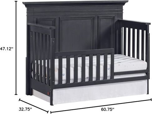 Oxford Baby Weston 4-in-1 Convertible Baby Crib, Midnight Slate, Green Guard Gold Certified in Kuwait