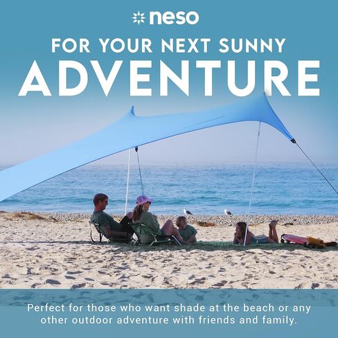 Neso Gigante Portable Beach Tent Sun Shelter - Lightweight Beach Shade Canopy - Easy Setup for Family Outings - Patented Reinforced Corners - UPF 50+ Sun Protection - 8ft Tall, 11 x 11ft - Rainbow in Kuwait