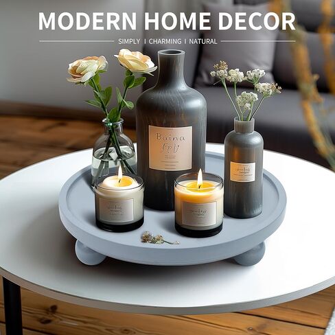 Kylavv Decorative Wooden Risers for Displays Round Wood Tray Risers for Decor, Farmhouse Pedestal Stand, Rustic Cake Stand Centerpiece Tray Counter Organizer for Kitchen Living Room Home Bathroom in Kuwait