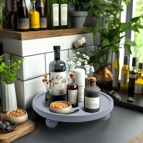 Kylavv Decorative Wooden Risers for Displays Round Wood Tray Risers for Decor, Farmhouse Pedestal Stand, Rustic Cake Stand Centerpiece Tray Counter Organizer for Kitchen Living Room Home Bathroom in Kuwait