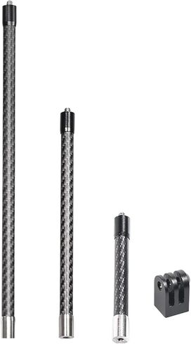 مجموعة قضيب تمديد كاميرا Fotoleey Action لـ Insta360 X4، X3، X2، RS، GoPro Hero 12، Hero 11، Hero 10، شريك تثبيت الدراجة/الدراجة النارية، مادة ألياف الكربون in Kuwait