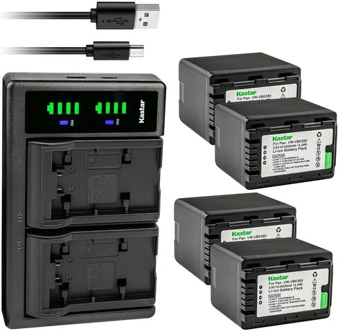 Kastar VW-VBK360 LTD2 USB Battery Charger Replacement for Panasonic HDC-TM80S, HDC-TM80R, HDC-TM85, HDC-TM90, HDC-TM90GK, HDC-TM90GK-3D, HDC-TM90K, HDC-TM90P, HDC-TM90PC, HDC-TM99, SDR-H100 in Saudi Arabia