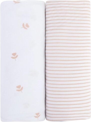 Pack n Play Playard Sheet | Portable Crib Sheet Set 2 Pack Black and White Abstract Stripes and Dots by Ely's & Co in Kuwait