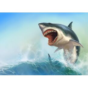 BELECO 5x3ft Fabric Great White Shark Backdrop for Photography Ocean Waves Shark Background Ocean Shark Theme Party Birthday Baby Shower Decorations Adult Children Portrait Photo Shooting Props
