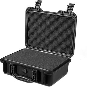 حافظة صلبة مضادة للماء من AxiGear مع حشوة إسفنجية قابلة للتخصيص - 15 × 13 × 5 بوصة (أسود)