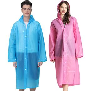 Rain Ponchos Raincoats for Adults Women Men, Reusable 2 Pack Rain Jacket Coats with Hood for Family Disney Camping Hiking in Kuwait