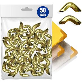 Performore 50 Pack Brass Hollow Corner Protector- Brass Gold, Protect Corners and Decorate Your Book, for Scrapbook, Notebook, Photobook and More