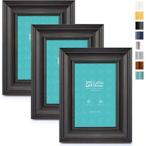 إطارات صور LaVie Home مقاس 5 × 7 (3 عبوات، حبيبات خشبية بيضاء متعثرة) مجموعة إطار صور ريفي مع زجاج عالي الدقة للتركيب على الحائط وعرض سطح الطاولة