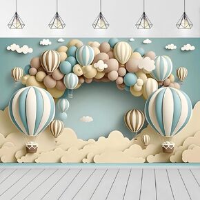 Painting Balloons Baby Shower Backdrop for Photoshoot Hot Air Balloon Newborn 1st Birthday Party Decorations Wedding Bridal Shower Birthday Party Cake Smash Backdrop,5X3FT in Saudi Arabia