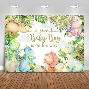 Dinosaur Baby Shower Backdrop 7x5ft Baby Dinosaur It's a Boy Baby Shower Background Party Decorations Cartoon Dino Theme Baby Shower Banner Photo Booth Props