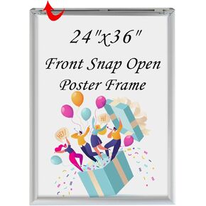 إطار صورة مقاس 24 × 36 بوصة - إطارات شهادات مستندات مثبتة على الحائط بإطار ملصق - من الألومنيوم مع طبقة حماية شفافة من مادة PVC، وصورة/صورة عرض مثبتة على الحائط باللون الأسود مقاس 1 بوصة - عبوتان