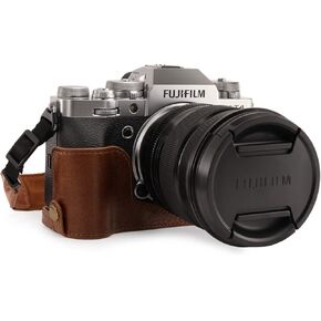 MegaGear MG1923 Ever Ready نصف حافظة كاميرا من الجلد الأصلي متوافقة مع Fujifilm X-T4 - أسود