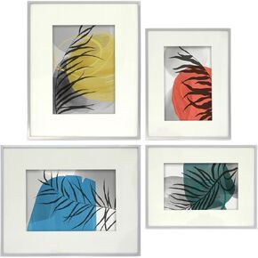 MIMOSA MOMENTS Metal Picture Frames in Brass Tone, Set of 4, 2 Pieces 8x10 Frames with 5x7 Paper Mats and 2 Pieces 6x8 Frames with 4x6 Paper Mats