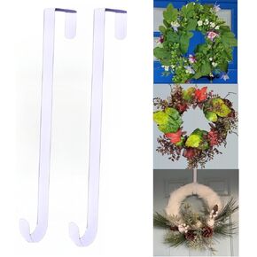 A GOOD OMEN Wreath Hanger,Front Door Metal Over The Door Single Hook，15 in Heavy Duty Metal Wreath Hanger，Autumn Christmas Wreaths Decorations Hook (Black) 2Pcs