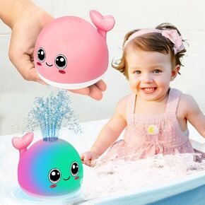 Whale Bath Toy Baby Gifts: Bath Toys for Toddlers 1-3 Sprinkler Light Up Bathtub Water Stuff Shower Gift Newborn Boy Essentials 3 4 5 7 8 9 18 Pool Toys Items 6-12 Month Old Girls Birthday Accessories