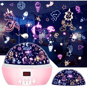 MOKOQI Night Light with Music & Timer, Star Light Projector - Sound Machine for Baby Sleeping, Birthday Gifts for Girls Boys 1-6-12, Remote Control Projection Lamp Invited Colour Starry Sky to Home