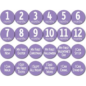 Baby Monthly Stickers | Infant Milestone Stickers | Newborn Stickers | Month Stickers for Girl or Boy (Set of 24) (Blue/Green)