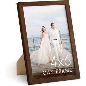 HAUS AND HUES Walnut Natural Wood Frame - Set of 1 12x16 Picture Frames for Wall, Frame for 12x16 Print, Family Picture Frames Brown, (Walnut Oak Frame)