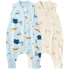 Duomiaomiao 1.5 TOG Wearable Blanket 3-4T 100% Cotton Four Season Side Open Zipper Baby Sleep Sack with Feet, Breathable Toddler Sleep Bag in Kuwait