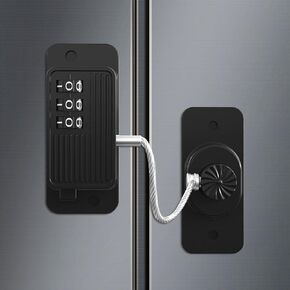 Refrigerator Lock (1 Pack), Heavy Duty Combination Fridge Lock, for Fridge, Cabinets, Drawers, Window and Child Safety Cabinet Lock, Strong Non-Marking Adhesive No Drilling (Black)