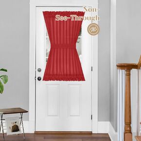 HOMEIDEAS Non-See-Through Sidelight Curtains for Front Door 2 Panels, Privacy Semi Sheer Door Window Curtains, Rod Pocket Light Filtering French Door Curtains with Tieback, (White, 26W X 72L)