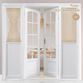 ستائر HOMEIDEAS الجانبية غير الشفافة للباب الأمامي لوحتين، ستائر نافذة الباب شبه الشفافة للخصوصية، ستائر باب فرنسية ترشح الضوء بجيب قضيب مع رباط خلفي، (أبيض، 26 عرض × 72 طول) in Kuwait