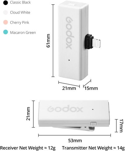 ميكروفون GODOX MoveLink Mini، طقم أبيض 2، ميكروفون لاسلكي Lavalier، للتصوير الفوتوغرافي ومدونة الفيديو وصناعة الأفلام والخطاب، مع جهاز إرسال 1 وجهاز استقبال (أسود Kit2 (Type-C)) in Saudi Arabia