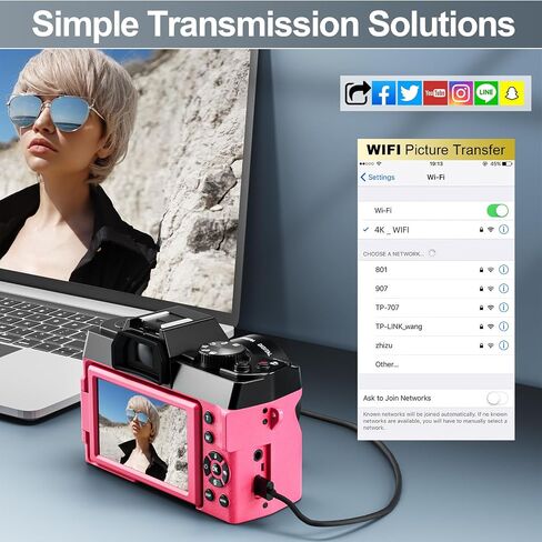 Digital Camera for Photography,13MP digital compact camera,4X digital Zoom,3inch Flip Screen, 52mm Wide Angle and Micro Lens2 Batteries,Cameras bag& Mic,32 GB TF Card in Saudi Arabia