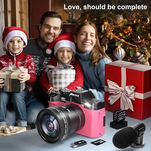 Digital Camera for Photography,13MP digital compact camera,4X digital Zoom,3inch Flip Screen, 52mm Wide Angle and Micro Lens2 Batteries,Cameras bag& Mic,32 GB TF Card in Saudi Arabia