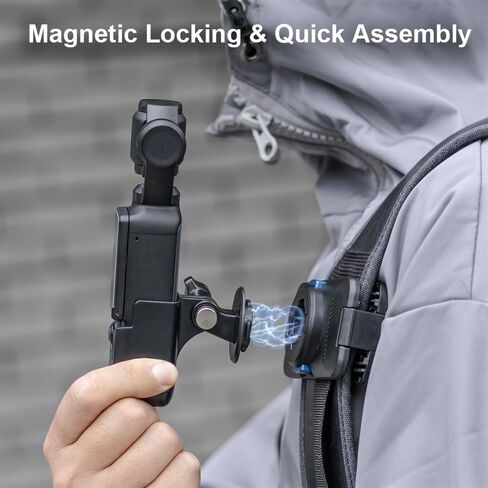 SUREWO Osmo Pocket 3 حامل مشبك مغناطيسي سريع الفك على الظهر، دوران 360 درجة مشبك سريع التركيب متوافق مع DJI Osmo Pocket 3 in Kuwait