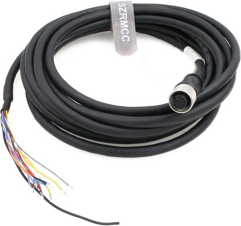 M12 A-Code 12 دبوس أنثى لفتح كابل الطاقة I/O مع وظيفة القفل، كابل الشبكة الصناعية لـ Cognex in-Sight 7000 2000 8000 (5 متر) in Saudi Arabia