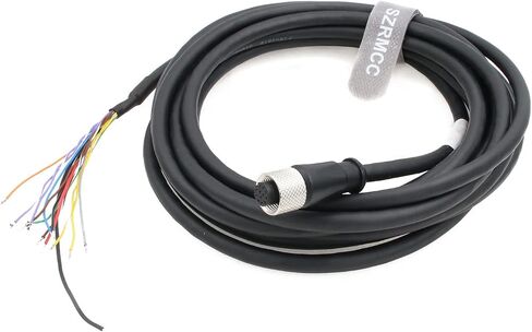 M12 A-Code 12 دبوس أنثى لفتح كابل الطاقة I/O مع وظيفة القفل، كابل الشبكة الصناعية لـ Cognex in-Sight 7000 2000 8000 (5 متر) in Saudi Arabia