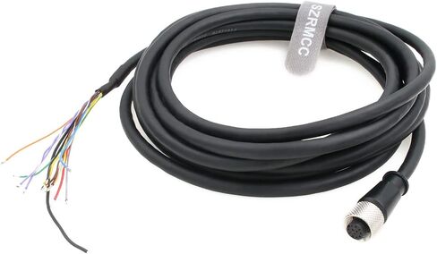 M12 A-Code 12 دبوس أنثى لفتح كابل الطاقة I/O مع وظيفة القفل، كابل الشبكة الصناعية لـ Cognex in-Sight 7000 2000 8000 (5 متر) in Saudi Arabia