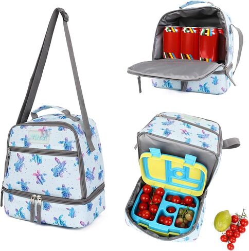 Tilami Lunch Bags Insulated Adjustable Strap Zipper, Water-Resistant Cooler Bags, Bento Bags for Kids Toddlers, Blue Wave in Kuwait