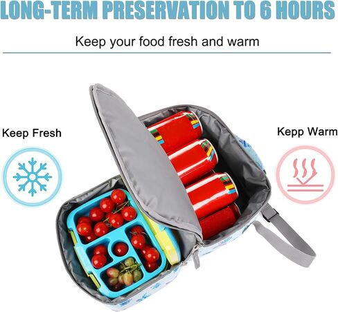 Tilami Lunch Bags Insulated Adjustable Strap Zipper, Water-Resistant Cooler Bags, Bento Bags for Kids Toddlers, Blue Wave in Kuwait